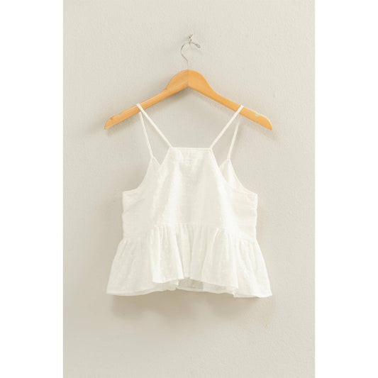 Eyelet Button Detail Peplum Top