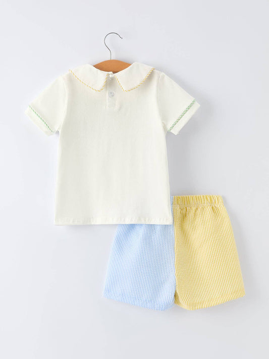 "Jesus Loves Me "Embroidered Toddler Boys'Set: 5