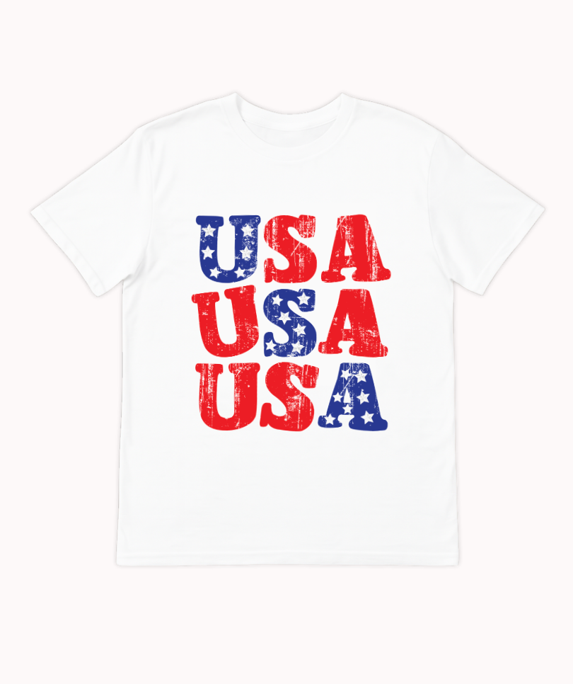 USA on White Tee Shirt