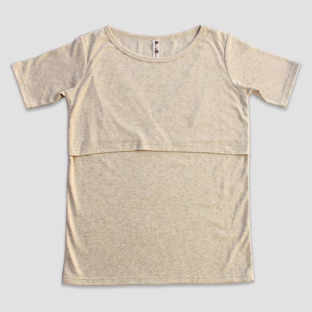 Black Heather / X-Large: Maternity Nursing Top Breastfeeding Shirt - OPEN SIZING