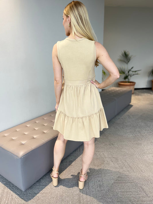 Large - CC Pink Taupe Pocket Zip Dress
