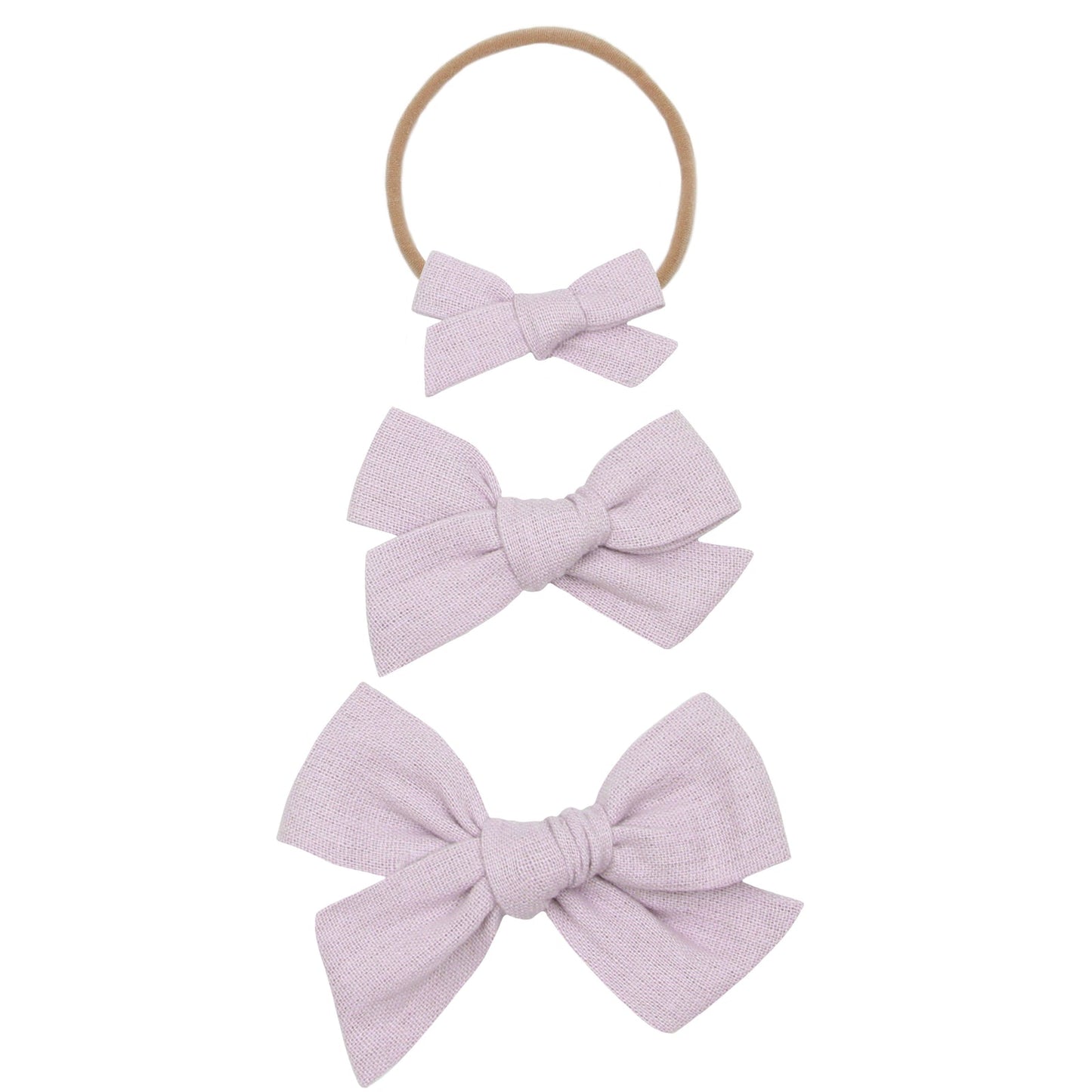 Linen Bow - Lavender Headband - Small