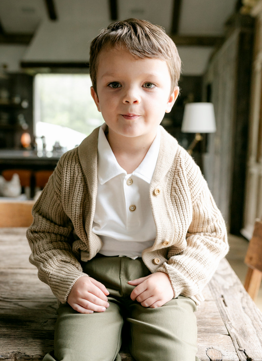Reid Long Sleeve Polo - Off White - 3T