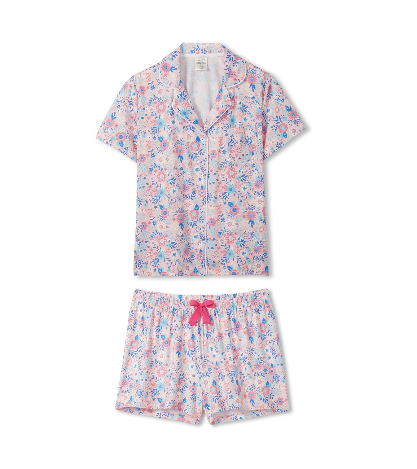 Women's Garden Floral Button Down Polyknit Short Pajama Set