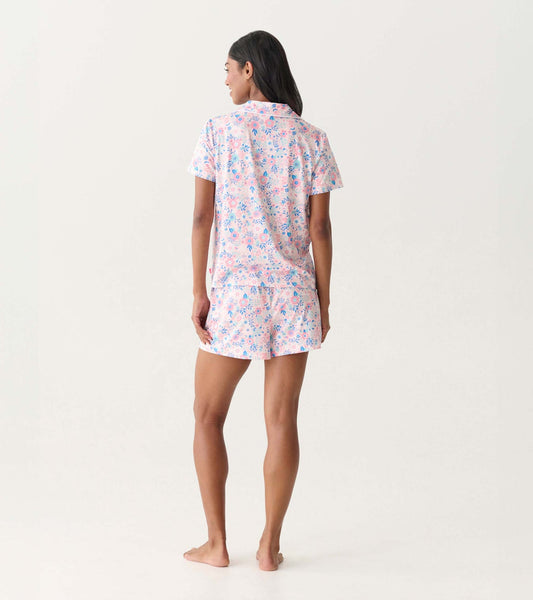 Women's Garden Floral Button Down Polyknit Short Pajama Set