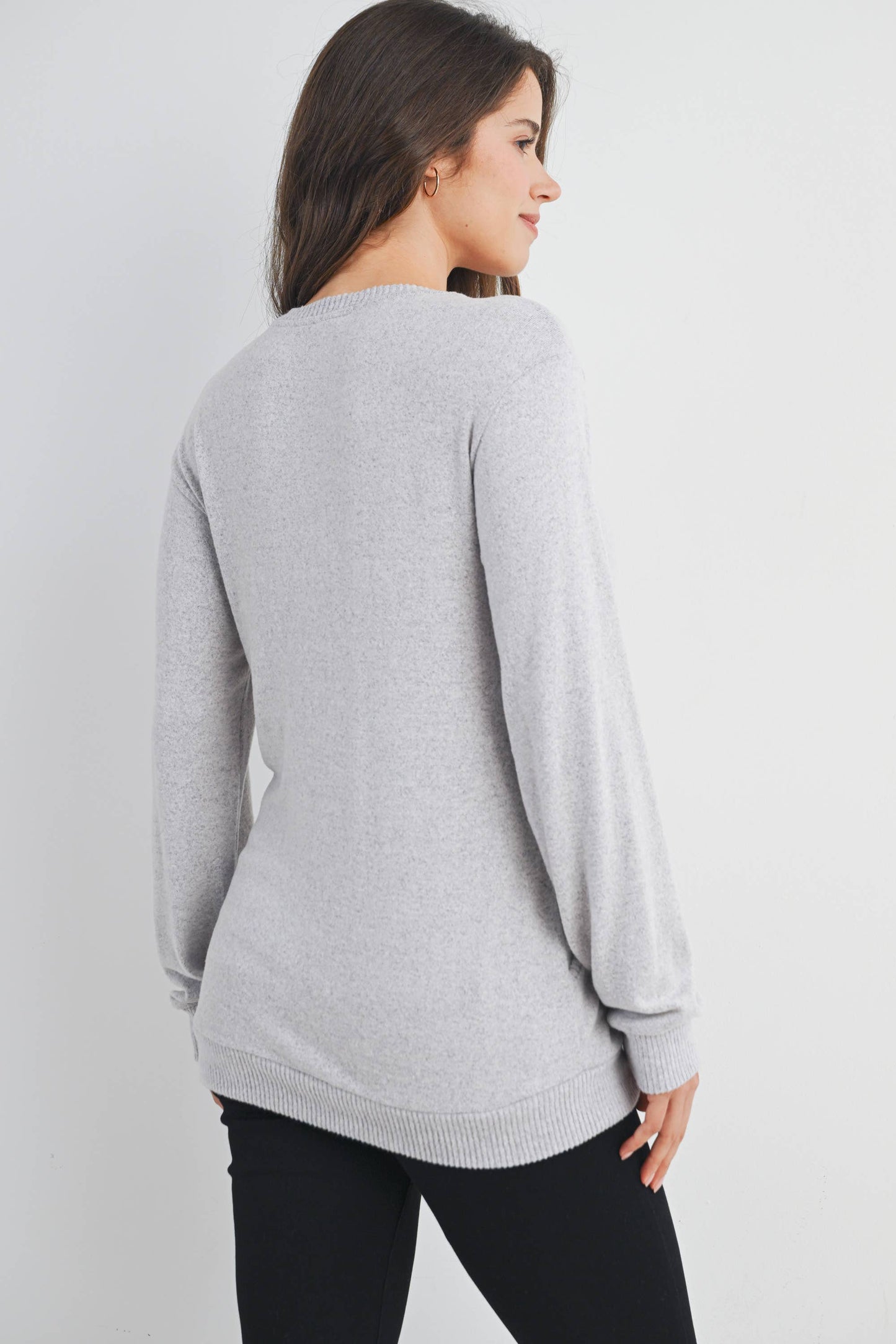 Black / S: V-Neck Double Layer Maternity Nursing Pullover Top