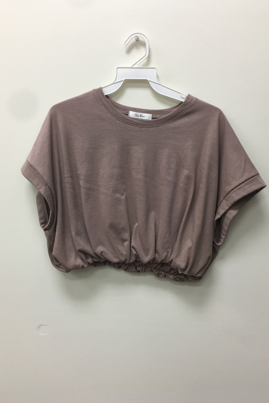 COTTON SHIRRED CROP TOP: Black / LARGE