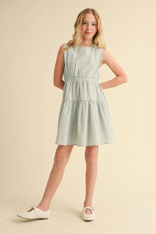 TWEEN GIRLS KIDS 2 TIER KNEE LENGTH DRESS (7/14): 9/10