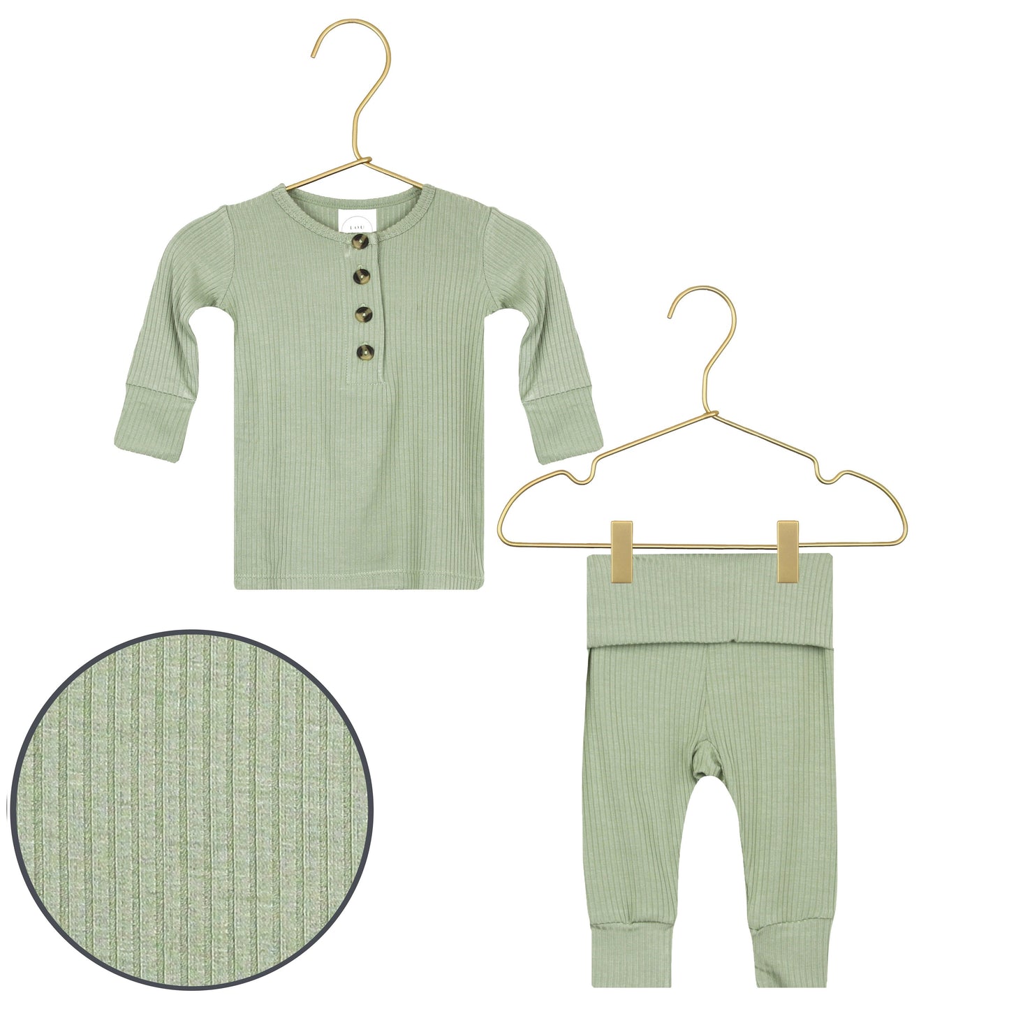 Ellis Ribbed Top + Bottoms - Newborn-3 Month