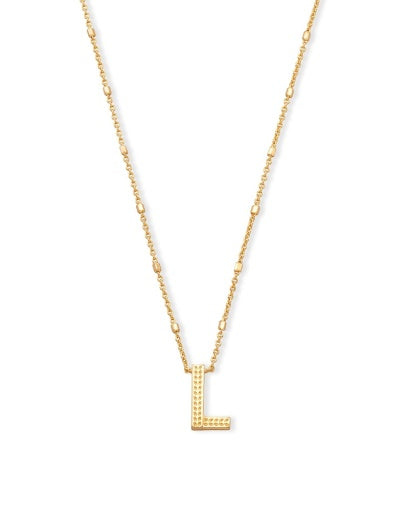 LETTER L PENDANT NECKLACE - GOLD METAL