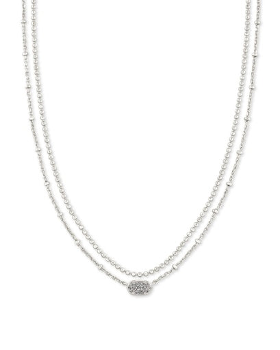 EMILIE MULTI STRAND NECKLACE - RHODIUM PLATINUM DRUSY