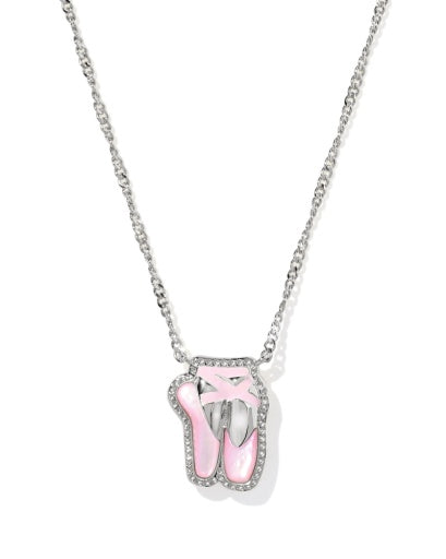BALLET SHORT PENDANT NECKLACE - SILVER BLUSH MOTHER OF PEARL
