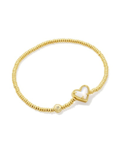 ARI HEART STRETCH BRACELET - GOLD IVORY MOP