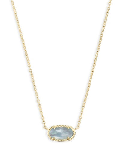 ELISA SHORT PENDANT NECKLACE - GOLD LIGHT BLUE ILLUSION