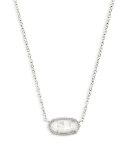 ELISA SHORT PENDANT NECKLACE - SILVER IVORY MOTHER OF PEARL