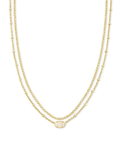 EMILIE MULTI STRAND NECKLACE - GOLD IRIDESCENT DRUSY