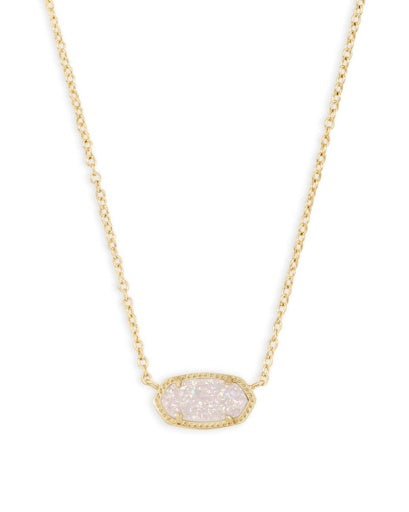 ELISA SHORT PENDANT NECKLACE - GOLD IRIDESCENT DRUSY