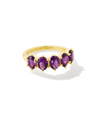 CAILIN CRYSTAL BAND RING - GOLD PURPLE CRYSTAL 6