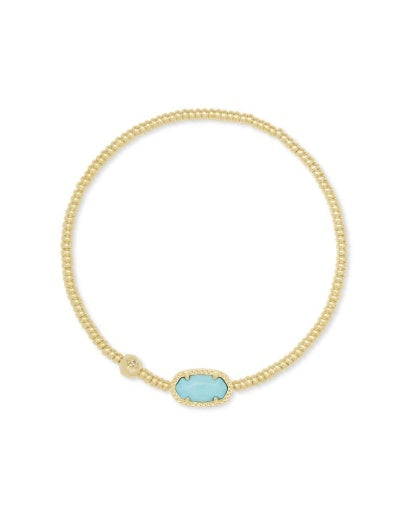 GRAYSON STRETCH BRACELET - GOLD LIGHT BLUE MAGNESITE
