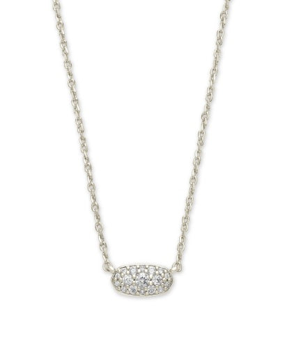 GRAYSON CRYSTAL PENDANT NECKLACE - RHODIUM METAL WHITE CZ