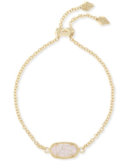 ELAINA DELICATE CHAIN BRACELET - GOLD IRIDESCENT DRUSY