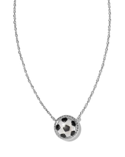 SOCCER SHORT PENDANT NECKLACE SILVER IVORY MOTHER OF PEARL