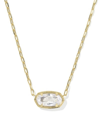 ELISA LUXE SHORT PENDANT NECKLACE - GOLD WHITE CZ
