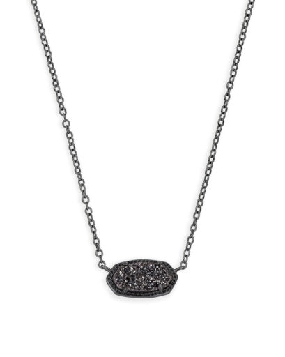 ELISA SHORT PENDANT NECKLACE - GUNMETAL BLACK DRUSY