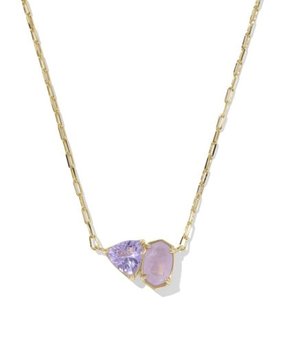 TATUM SHORT PENDANT NECKLACE - GOLD PURPLE MIX