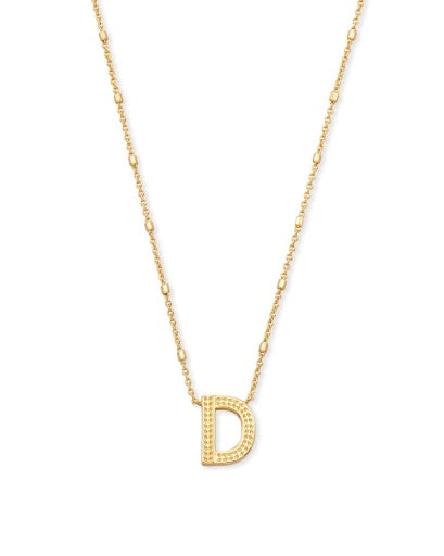 LETTER D PENDANT NECKLACE - GOLD METAL