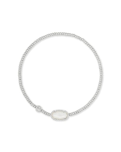 GRAYSON STRETCH BRACELET - RHODIUM IVORY MOTHER OF PEARL