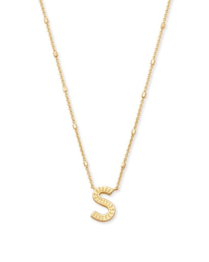 LETTER S PENDANT NECKLACE - GOLD METAL