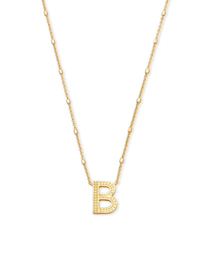 LETTER B PENDANT NECKLACE - GOLD METAL