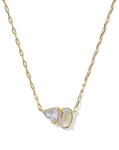 TATUM SHORT PENDANT NECKLACE - GOLD WHITE CZ MIX