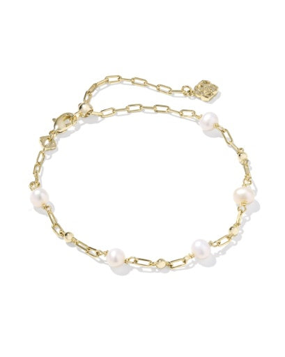 ASHTON DELICATE CHAIN BRACELET - GOLD FRESHWATER CULTURED PEARL