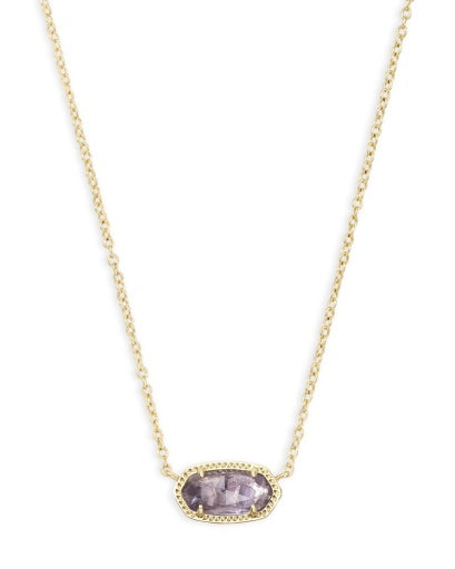 ELISA SHORT PENDANT NECKLACE - GOLD PURPLE AMETHYST