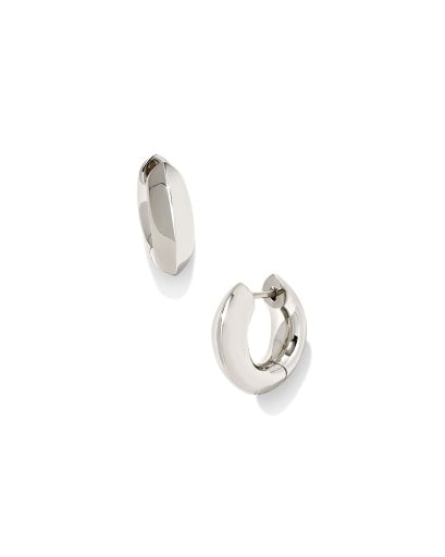 MIKKI METAL HUGGIE EARRINGS - POLISHED SILVER