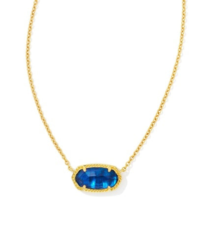 ELISA SHORT PENDANT NECKLACE - GOLD NAVY ABALONE