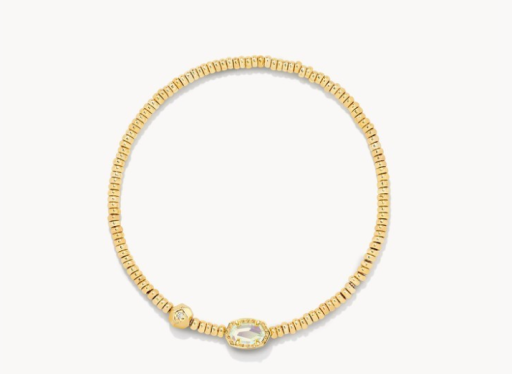EMILIE STRETCH BRACELET - SILVER PINK IRIDESCENT GLITTER GLASS