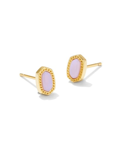 MINI ELLIE STUD EARRINGS - GOLD PINK OPALITE CRYSTAL
