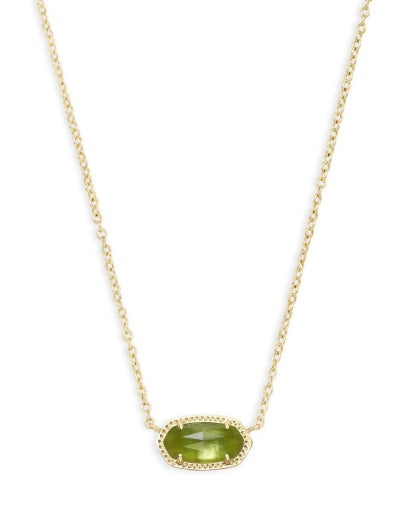 ELISA SHORT PENDANT NECKLACE - GOLD PERIDOT ILLUSION