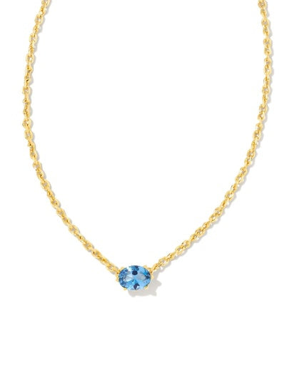 CAILIN CRYSTAL PENDANT NECKLACE - GOLD BLUE VIOLET CRYSTAL