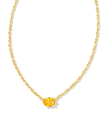 CAILIN CRYSTAL PENDANT NECKLACE - GOLD GOLDEN YELLOW CRYSTAL