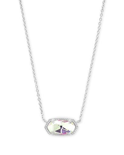 ELISA SHORT PENDANT NECKLACE - RHODIUM DICHROIC GLASS