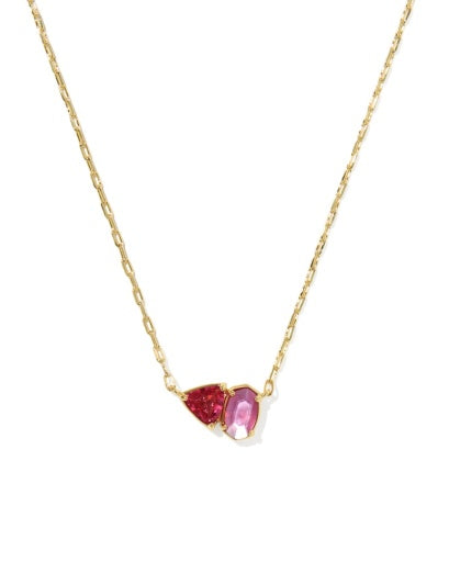 TATUM SHORT PENDANT NECKLACE - GOLD PINK MIX