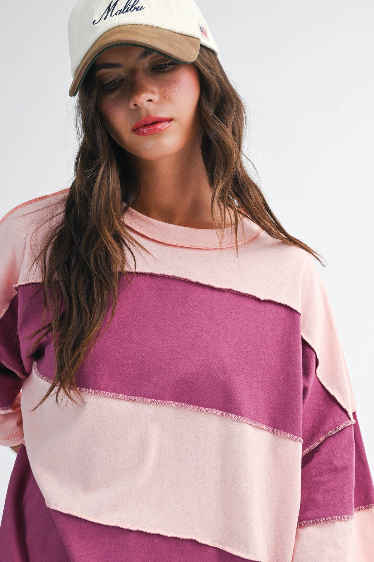 Oversized Color Block Long Sleeve Pullover
