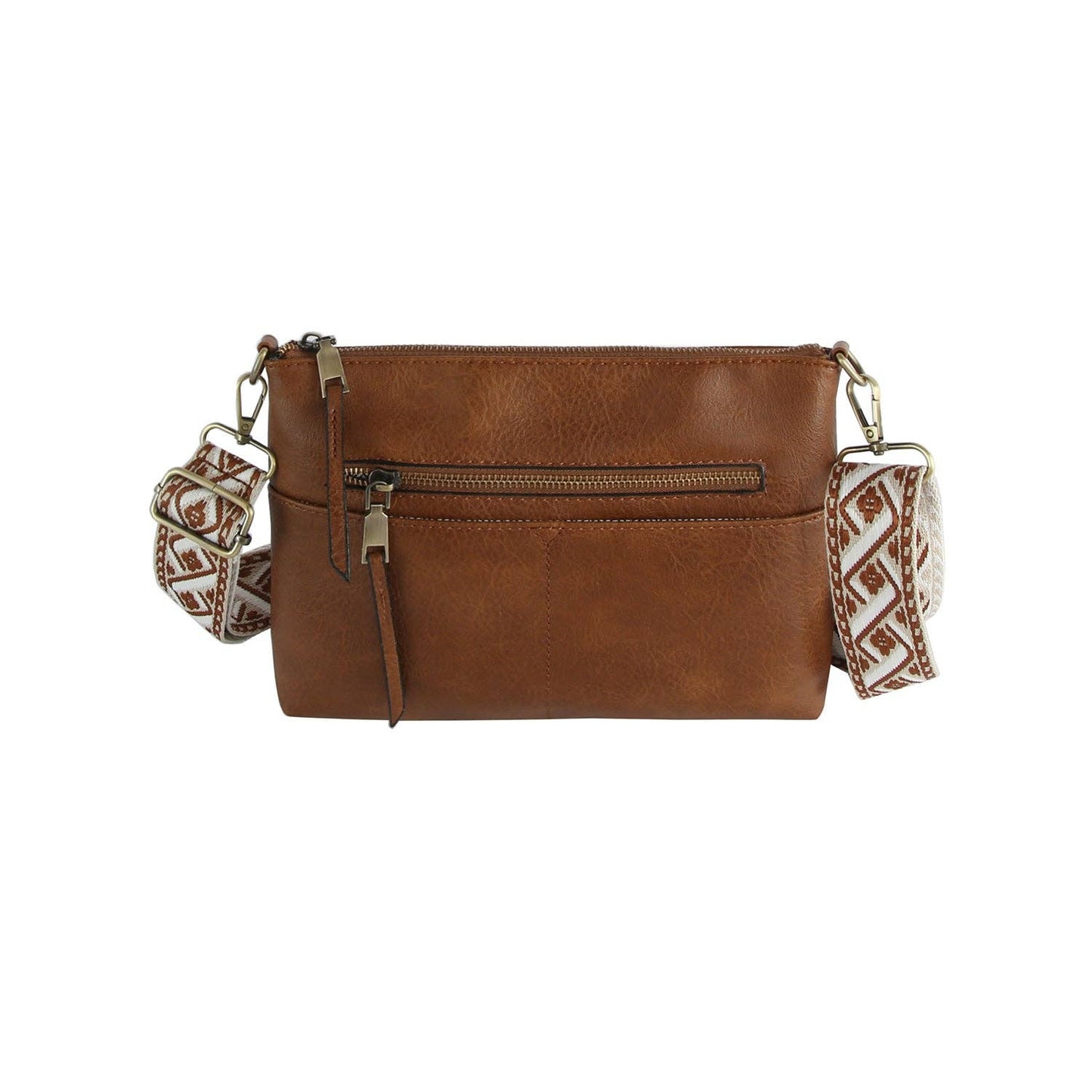 Boxy Rectangular Guitar Strap Crossbody Bag: Brown