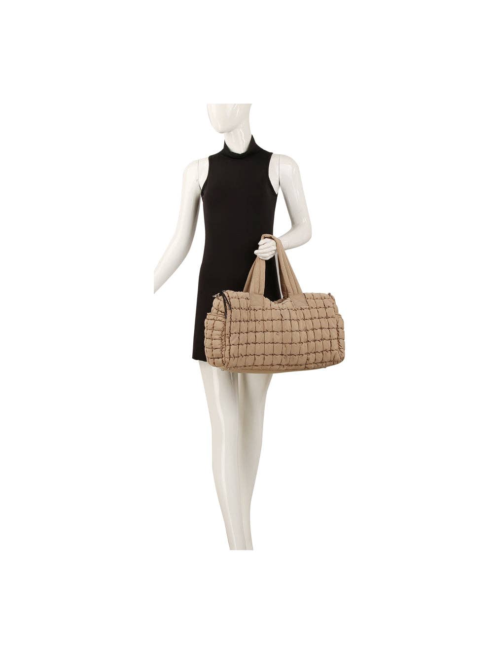 Puffy Grid Quilted Duffel Bag: Navy