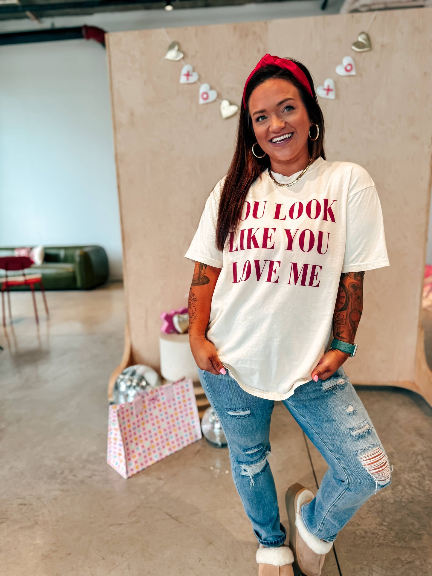 You Look Like You Love Me Ivory Graphic Tee: Small