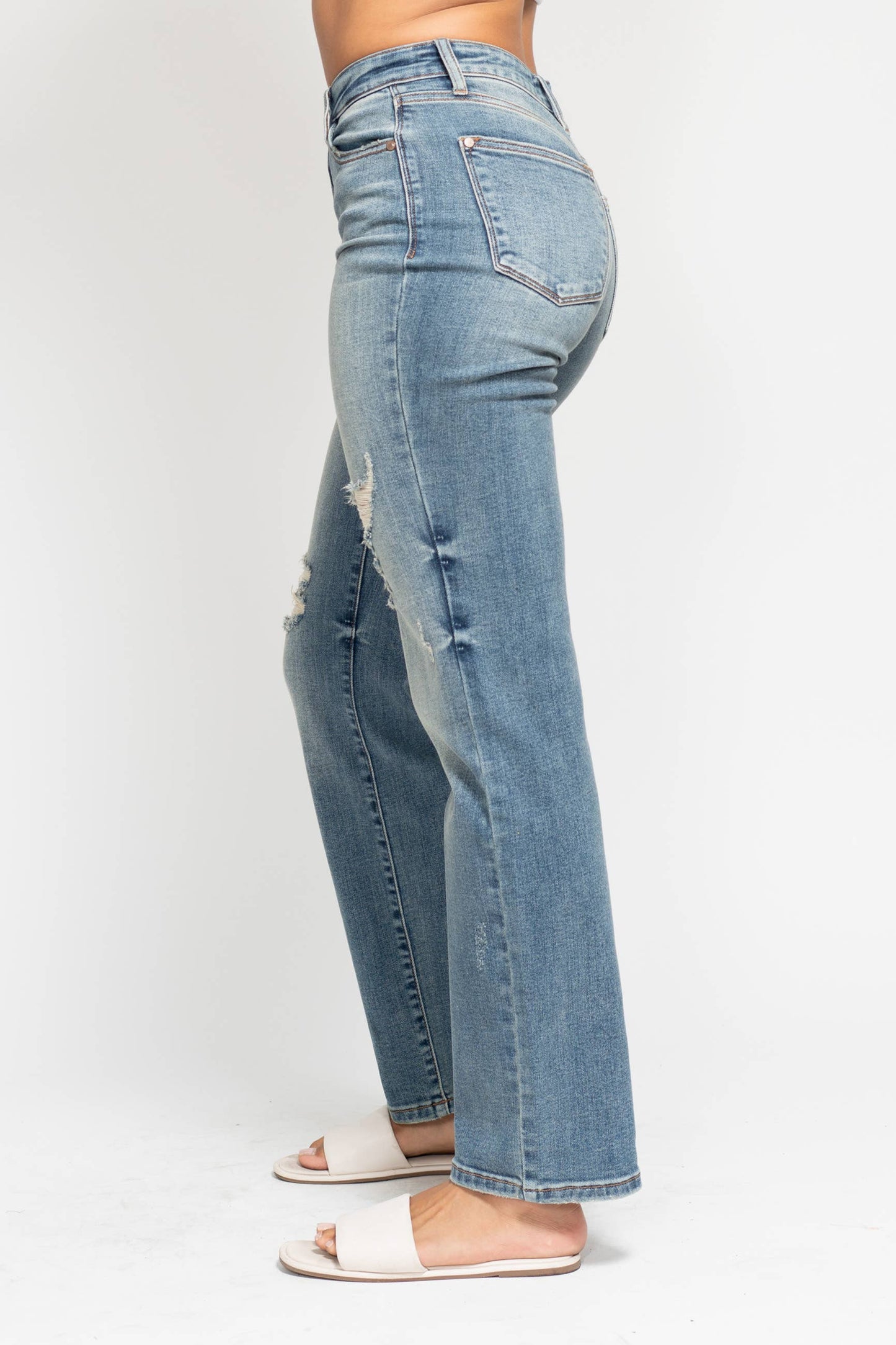 High Waisted Dad Straight Jean: MD / 13(31)